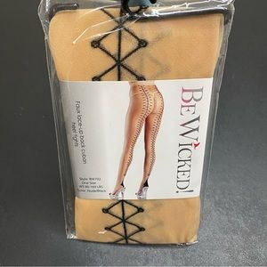 Be Wicked! Faux lace up Cuban heel tights